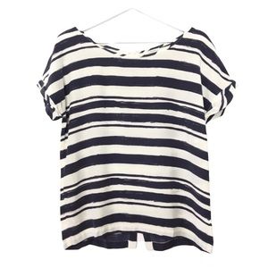 Fossil Silk Striped Back Button Casual Career Office Top Shirt XS
